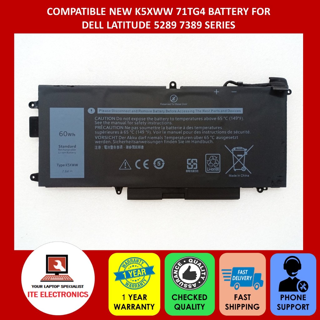 HIGH GRADE NEW K5XWW DELL LATITUDE 5289 7389 SERIES BATTERY | Shopee ...