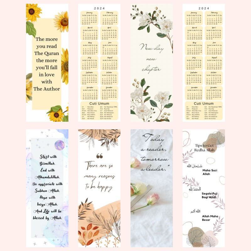 Bookmark calendar 2025 (Custom Available) Minimum wajib 10pcs (Sila