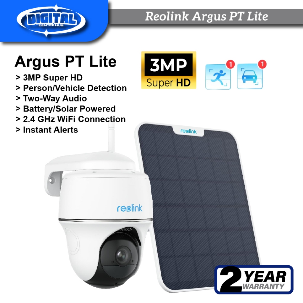 REOLINK Argus PT Lite + SP 2K 3MP HD 360° PanTilt Person/Vehicle