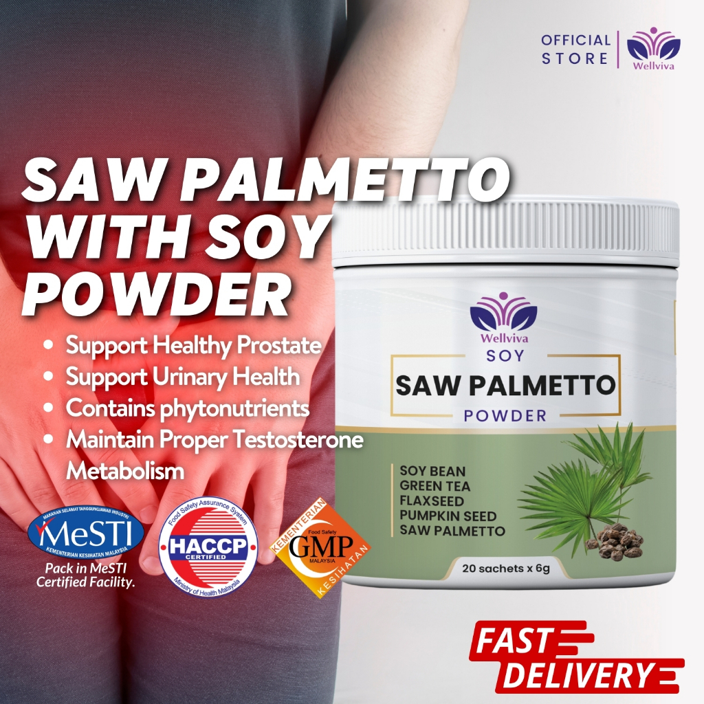 WELLVIVA Saw Palmetto with Soy, Green Tea, Flaxseed, Pumpkin Seed ...