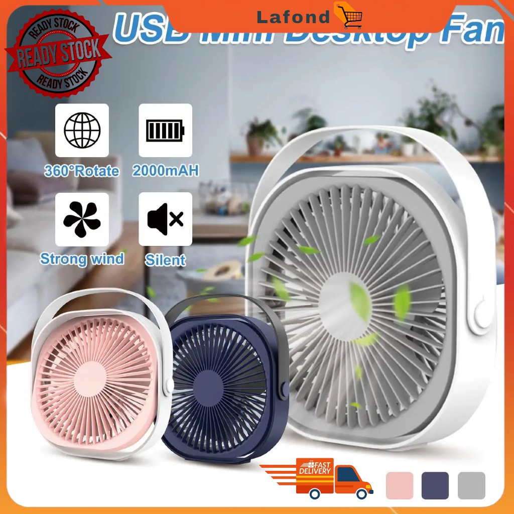 Square USB 3 Speed Desktop Fan Portable CoolingTable Fan with 360 ...