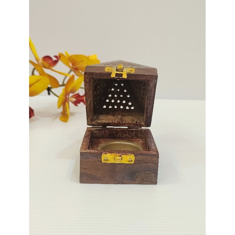 Handmade Wooden Sambrani Cup Wooden Incense Sticks Holder Pyramid Box ...