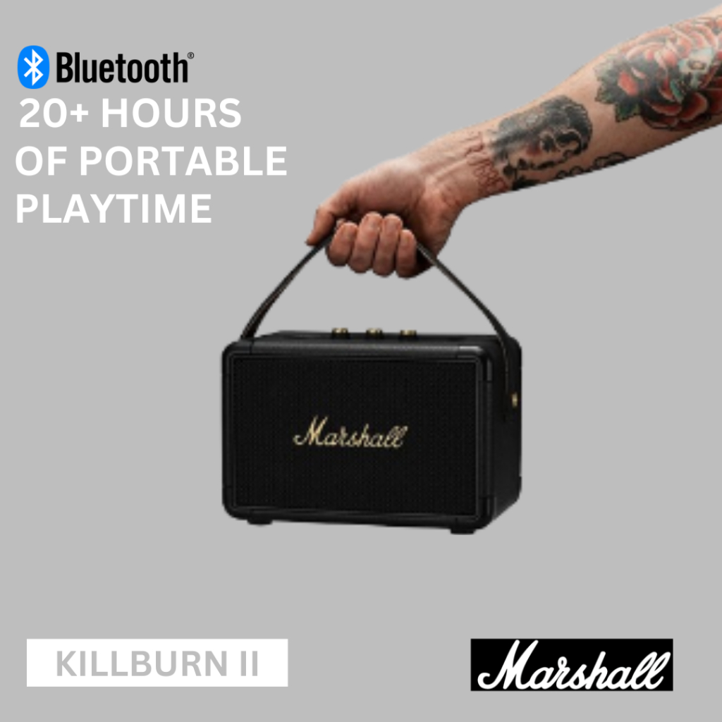 [5 Years Warranty]Marshall Kilburn II Portable Bluetooth Speaker - Black | Kilburn 2 | Wireless Speakers | Sound Amplifi