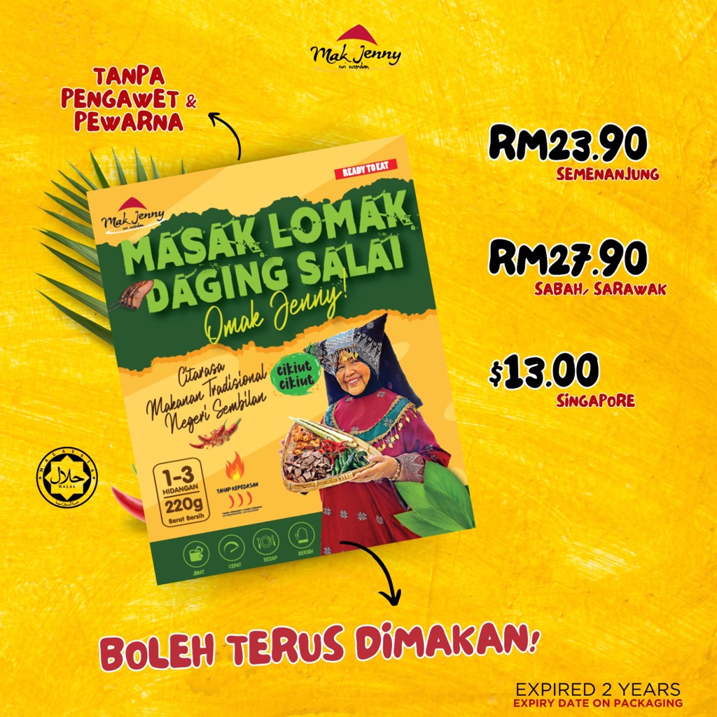 READY TO EAT Rendang Maman / Sambal Hijau Petai / Pedas Mak Jenny / Daging Itik Salai Omak Jenny / S. Tempoyak