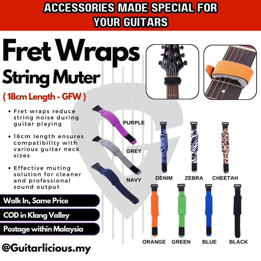 Guitar Gear Fret Wraps Strings Mute Muter 18cm Length Fretboard Muting