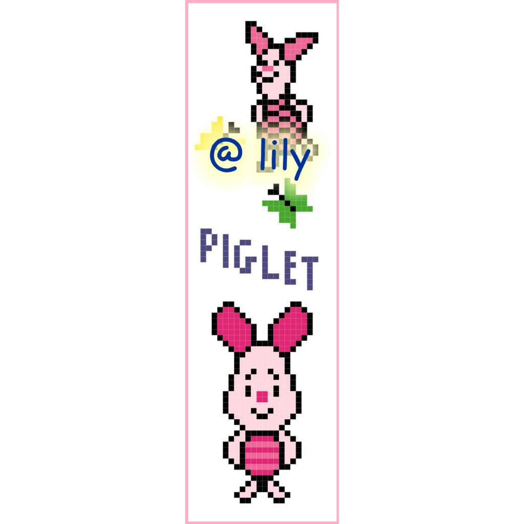 DIY Handmade PIGLET Grosgrain Ribbon BookMark Counted Cross Stitch KIT ...