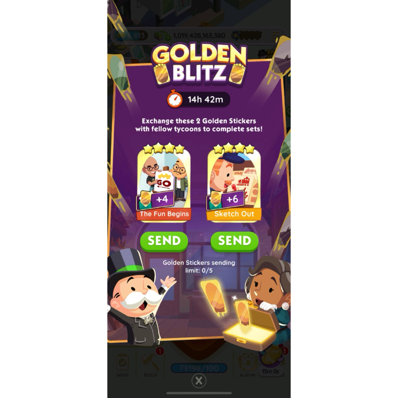 [READY STOCK] Monopoly Go! Golden Blitz Golden Sticker Golden Card