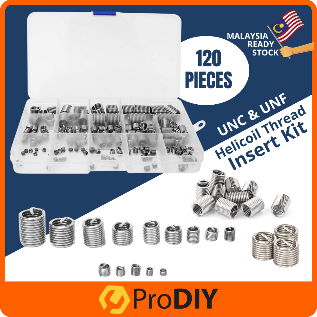 120pcs Stainless Steel Unified Unc And Unf Thread Repair Tools Metric Stripped Inserts Kit 