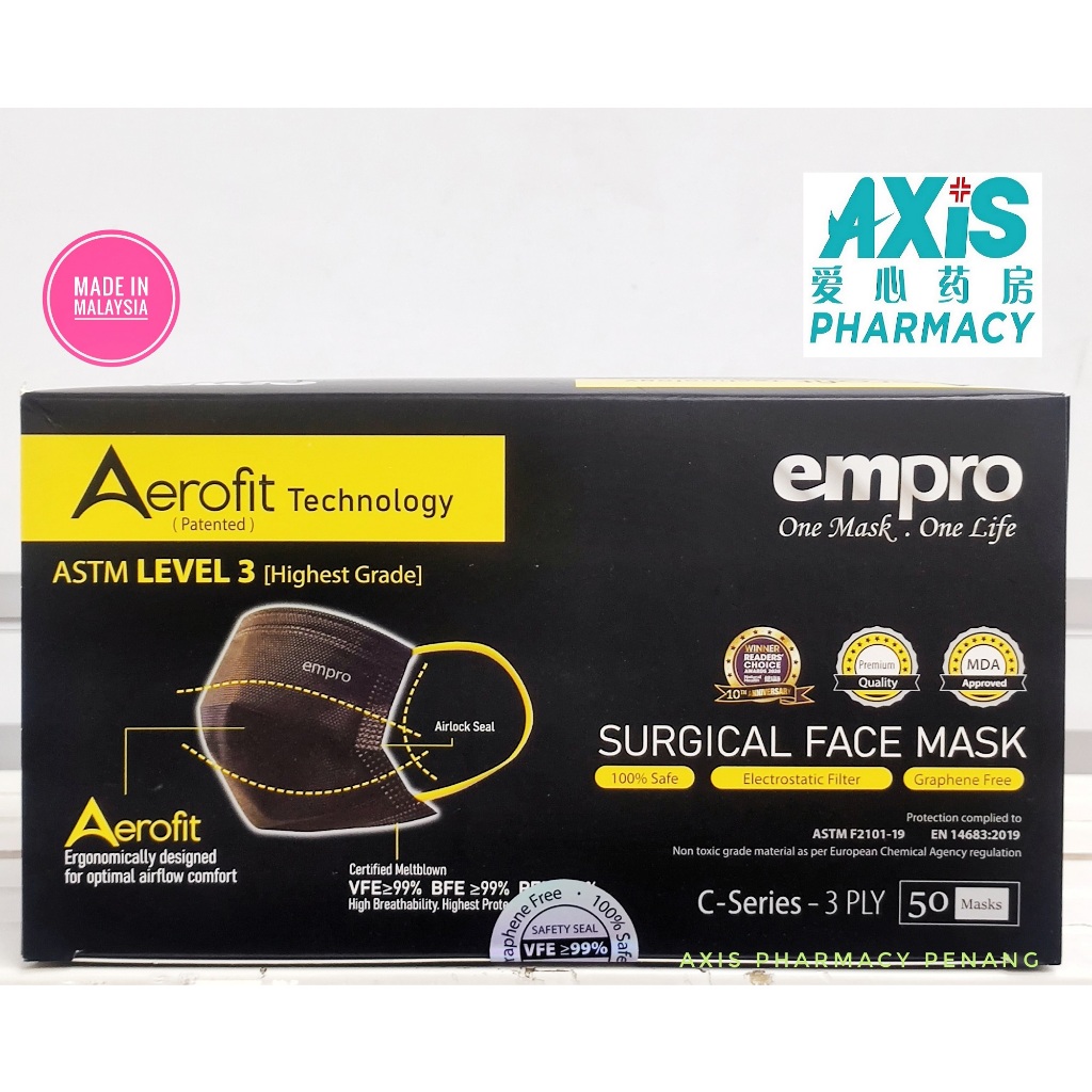 EMPRO AEROFIT TECHNOLOGY ADULT SURGICAL FACE MASK 50 Pieces Masks (Expiry Date June 2024