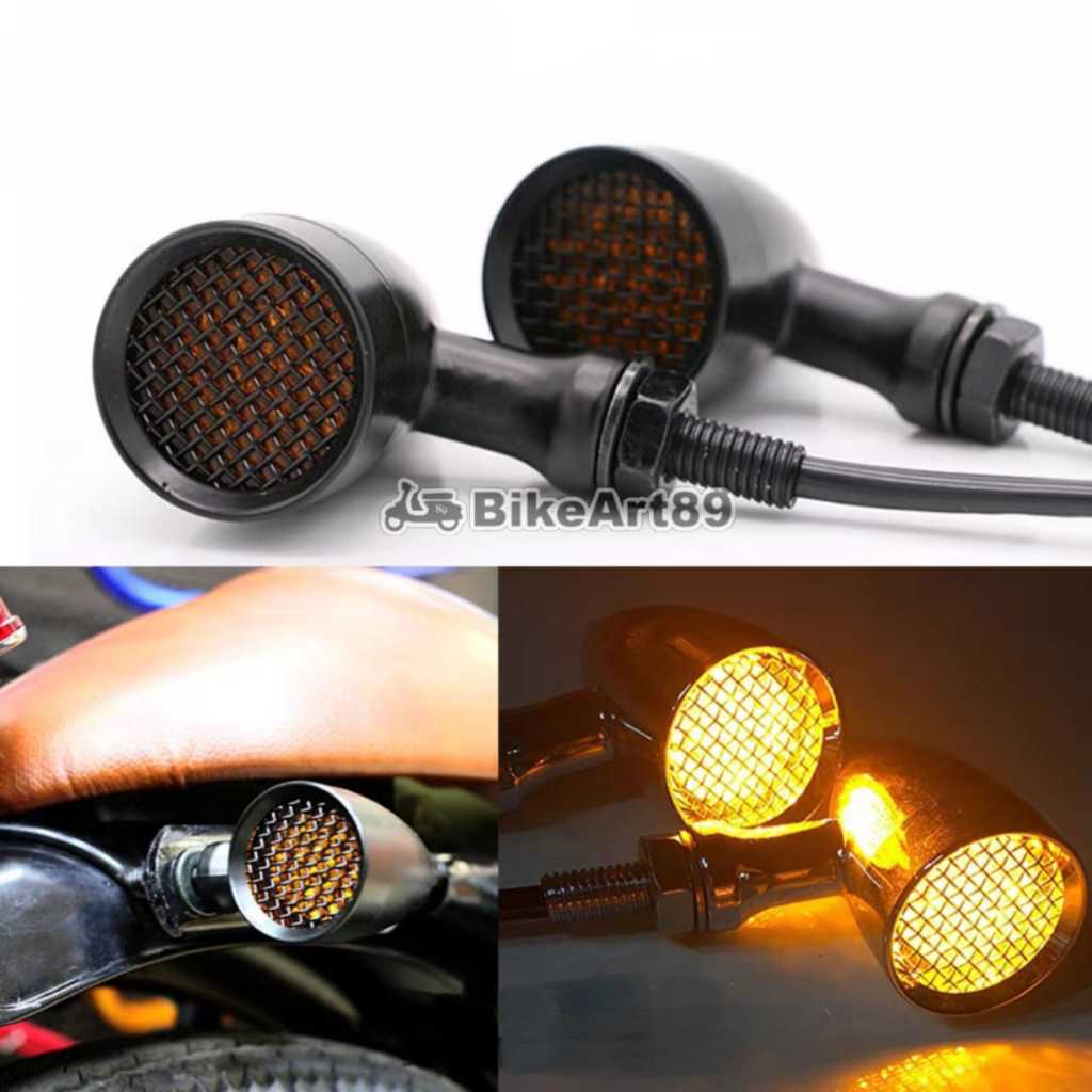 Motorcycle Turn Signal Chopper Steel Chrome Matt Black Harley Racer Led ...