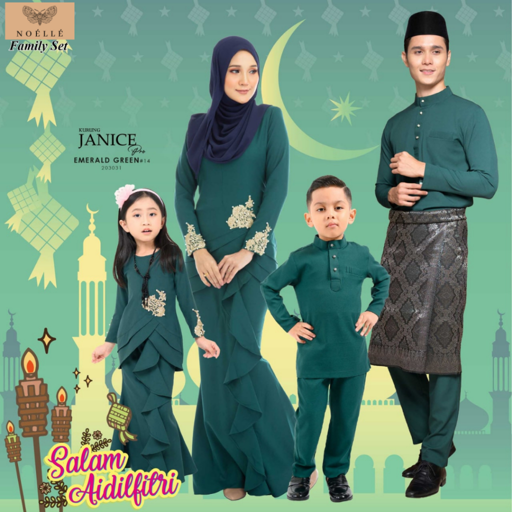 NOELLE Baju Raya Family Sedondon 2024 Baju Kurung Ibu Anak Baju Melayu ...