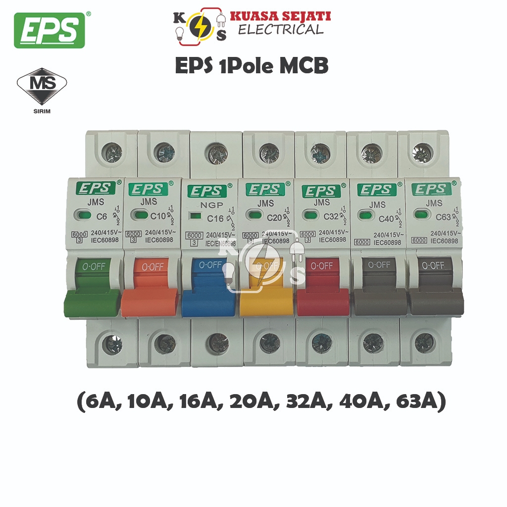 EPS 1Pole / 2Pole / 3Pole MCB 6A /10A / 16A / 20A / 32A / 40A / 63A ...