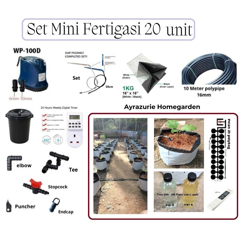 Set Lengkap Mini Fertigasi 20 Pokok Shopee Malaysia 6364