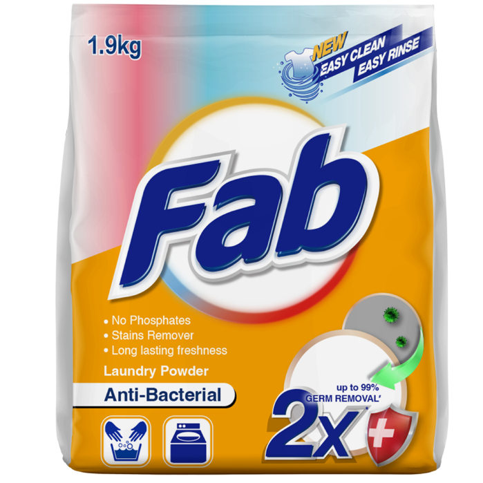 Fab Powder Detergent Anti-Bacterial, Stain Remover, Laundry Powder 1 ...