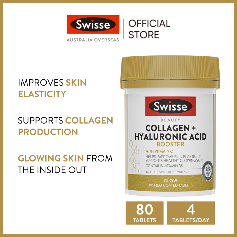 Swisse Beauty Collagen + Hyaluronic Acid Booster 80 Film Coated Tablets