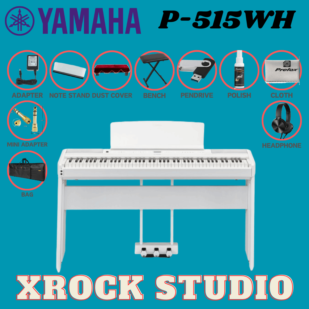 Yamaha P515 88Keys Digital Piano with Piano Bench, Pen Drive