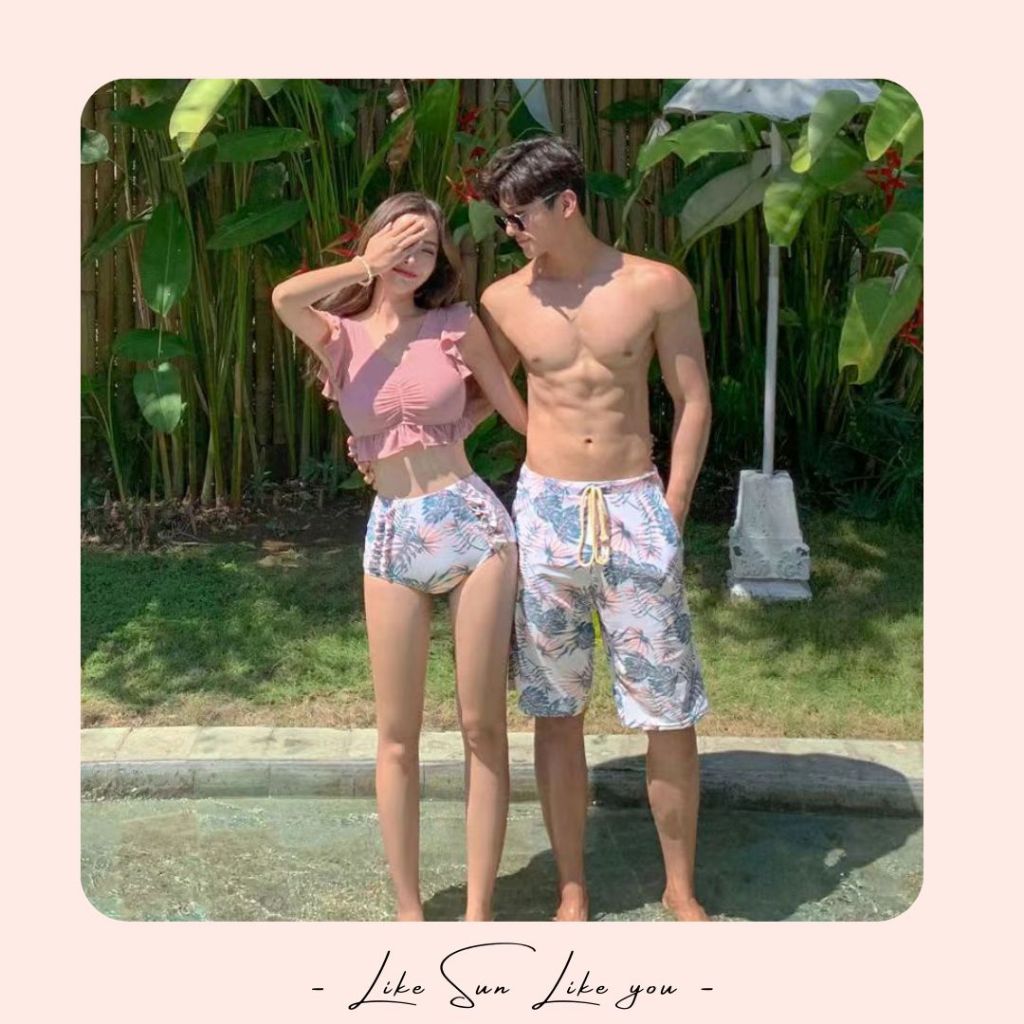 Ready Stock Couple Set TOP AND PANT Swimming Suit Swim Wear Shopee Malaysia