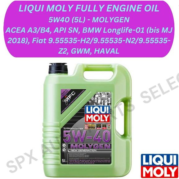 LIQUI MOLY GENUINE FULLY SYNTHETIC ENGINE OIL 10W40, 5W40, 0W20, 5W30
