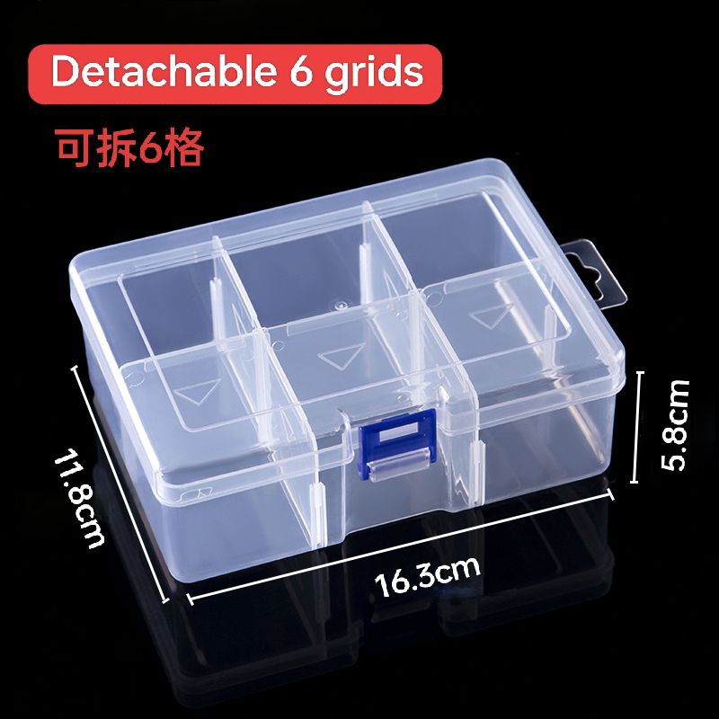 16.3*11.8*5.8cm 6-Compartment Detachable Transparent Storage Box ...