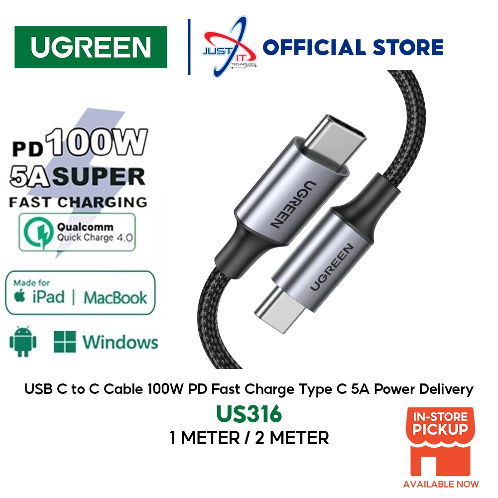 UGREEN (US316) USB C to C Cable 100W PD Fast Charge Type C 5A Power ...