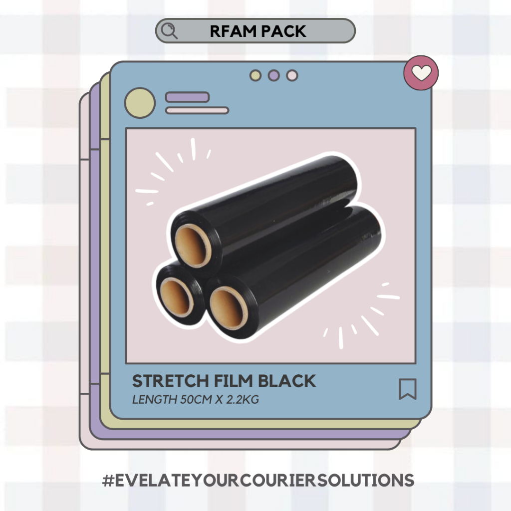 RFAM Stretch Film Black Packaging 50CM (2.2 KG X 23 MIC) Wrapping ...