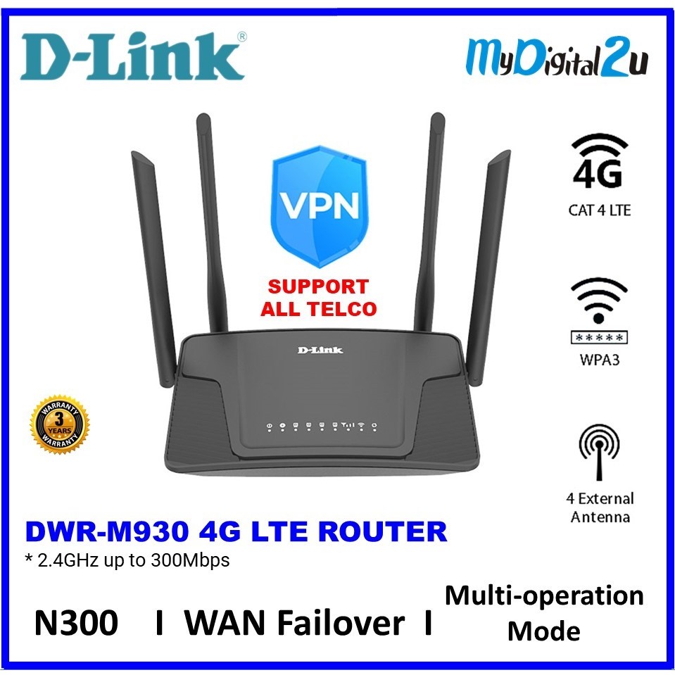 D-LINK DWR-M930 N300 4G LTE Wireless SimCard WiFi Router support all ...