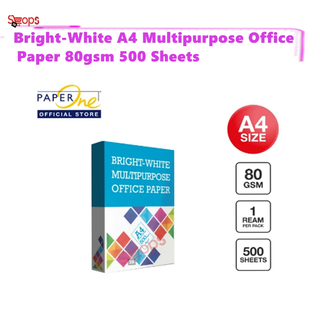 BrightWhite A4 Multipurpose Office Paper 80gsm 500 Sheets Shopee