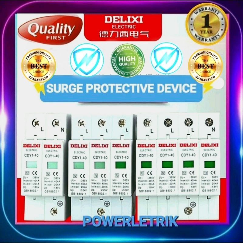DELIXI LIGHTNING SURGE PROTECTOR DEVICE (SPD) SINGLE PHASE (1P+NEUTRAL ...