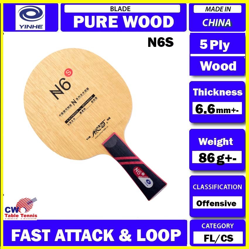 Yinhe N6s Pure Wooden Attack+loop Off Table Tennis Blade For Pingpong 