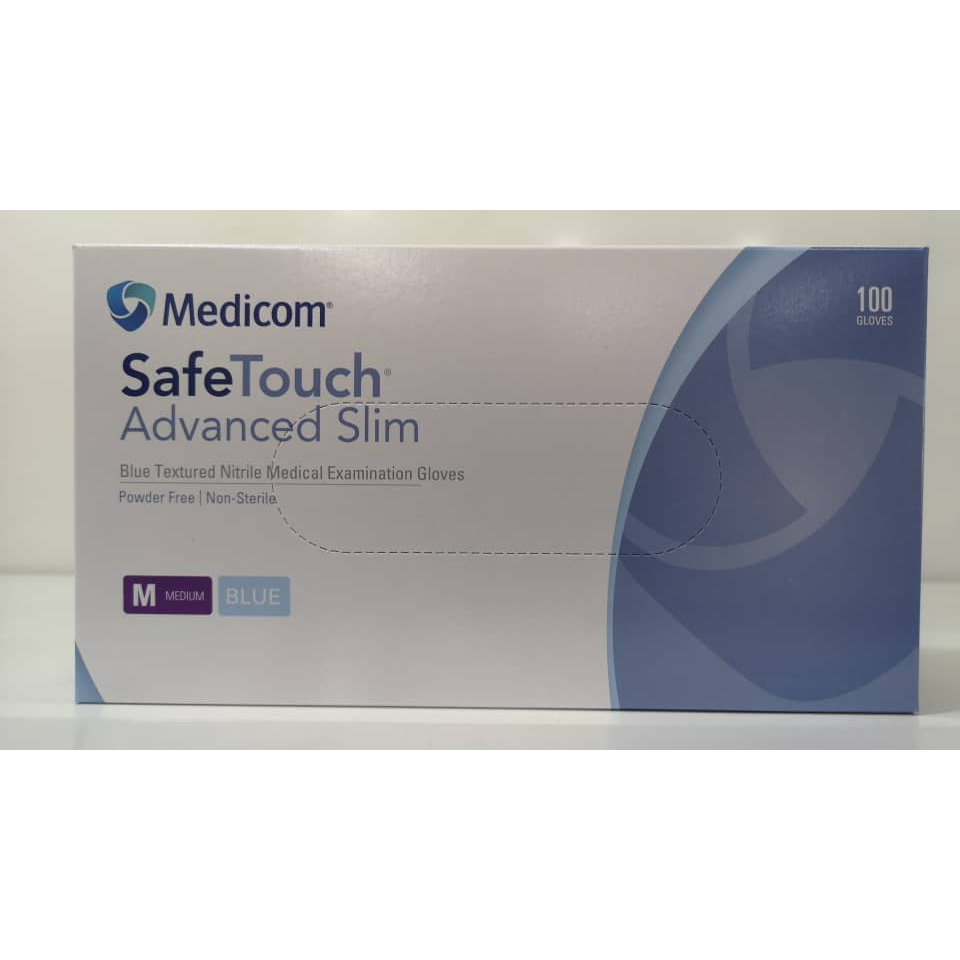 MEDICOM SAFETOUCH ADVANCED SLIM - BLUE NITRILE PF EXAMINATION GLOVES ...