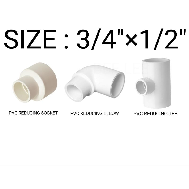 (WHITE) PVC Pipe Reducing Plumbing Concentric Connector Coupling ...