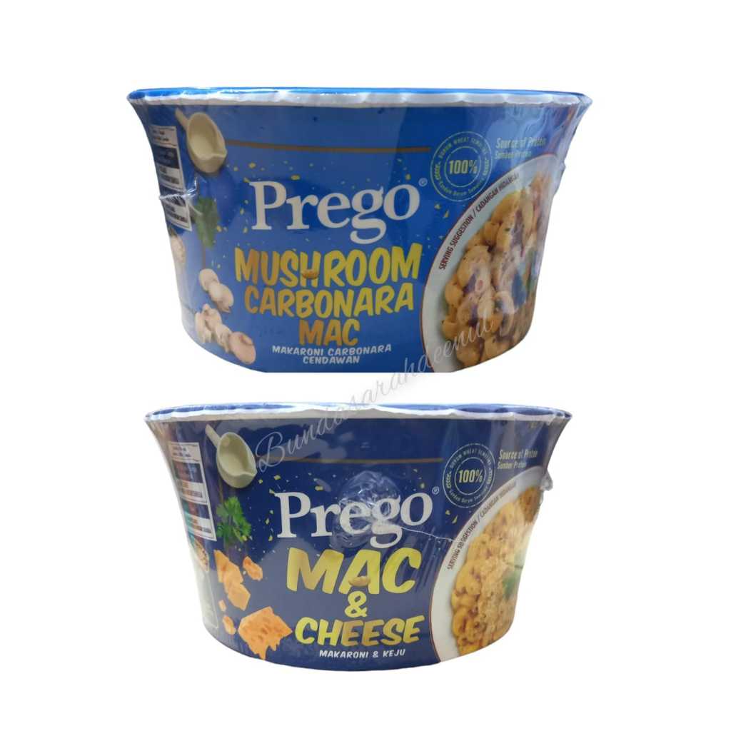 PREGO MUSHROOM CARBONARA MAC (71g) & MAC & CHEESE (70g) INSTANT PASTA