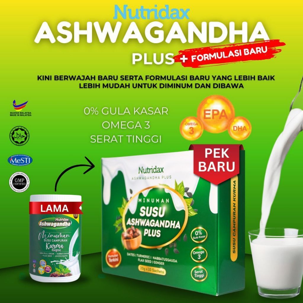 Nutridax Ashwagandha Minuman Susu Kurma Dan Habatus Sauda Kurangkan Paras Gula Untuk Kawal 8426