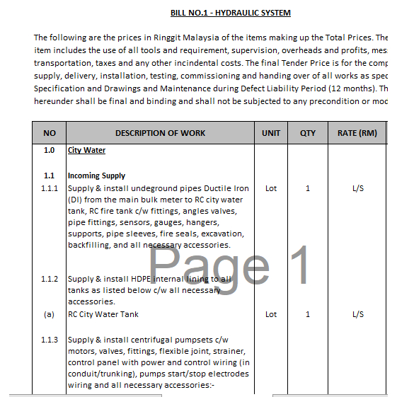 BUNDLE OF MEP BILL OF QUANTITY EXCEL SHEETS | Shopee Malaysia