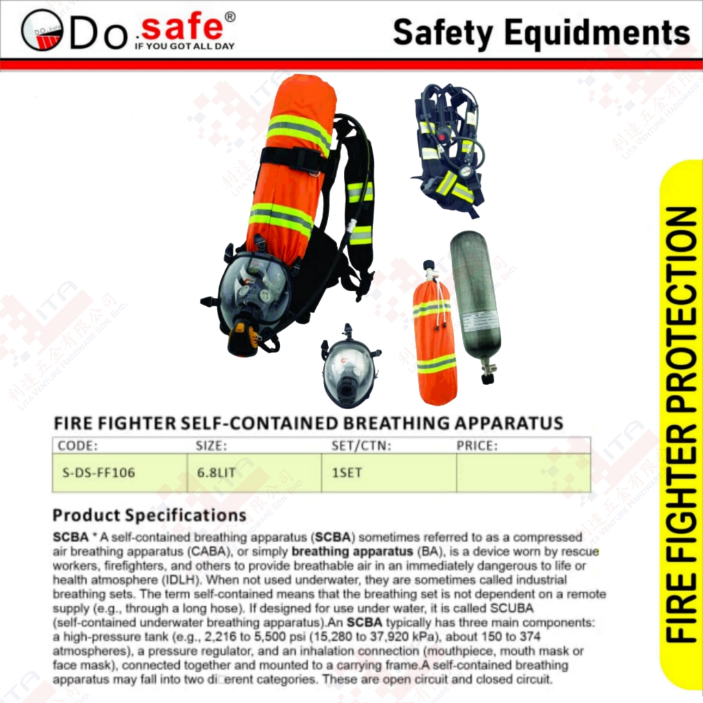 DO SAFE BRAND FIRE FIGHTER SELF CONTAINED BREATHING APPARATUS SDSFF106 ...