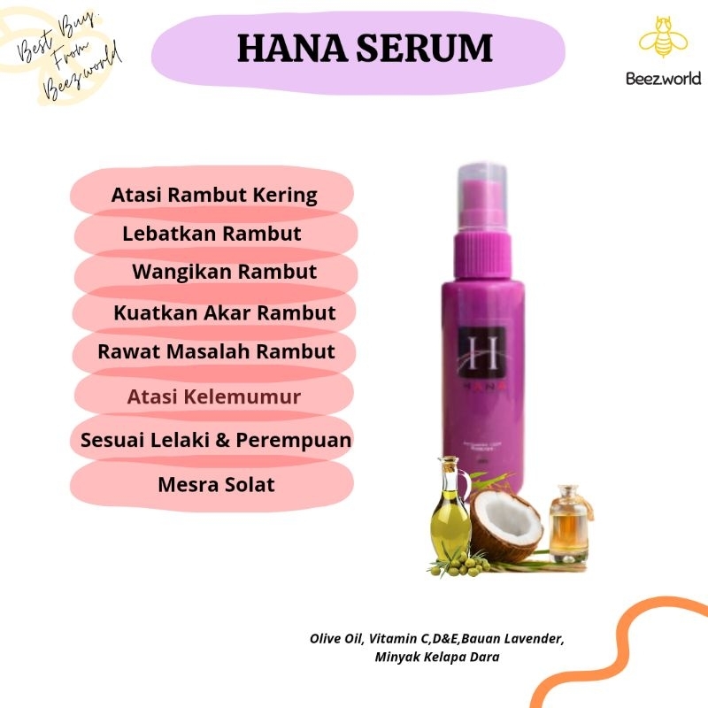 Hana Hair Serum Vitamin Rambut Lebat Baiki And Wangi Rambut Lebat Gugur Kelemumur Nipis Hapak 7399