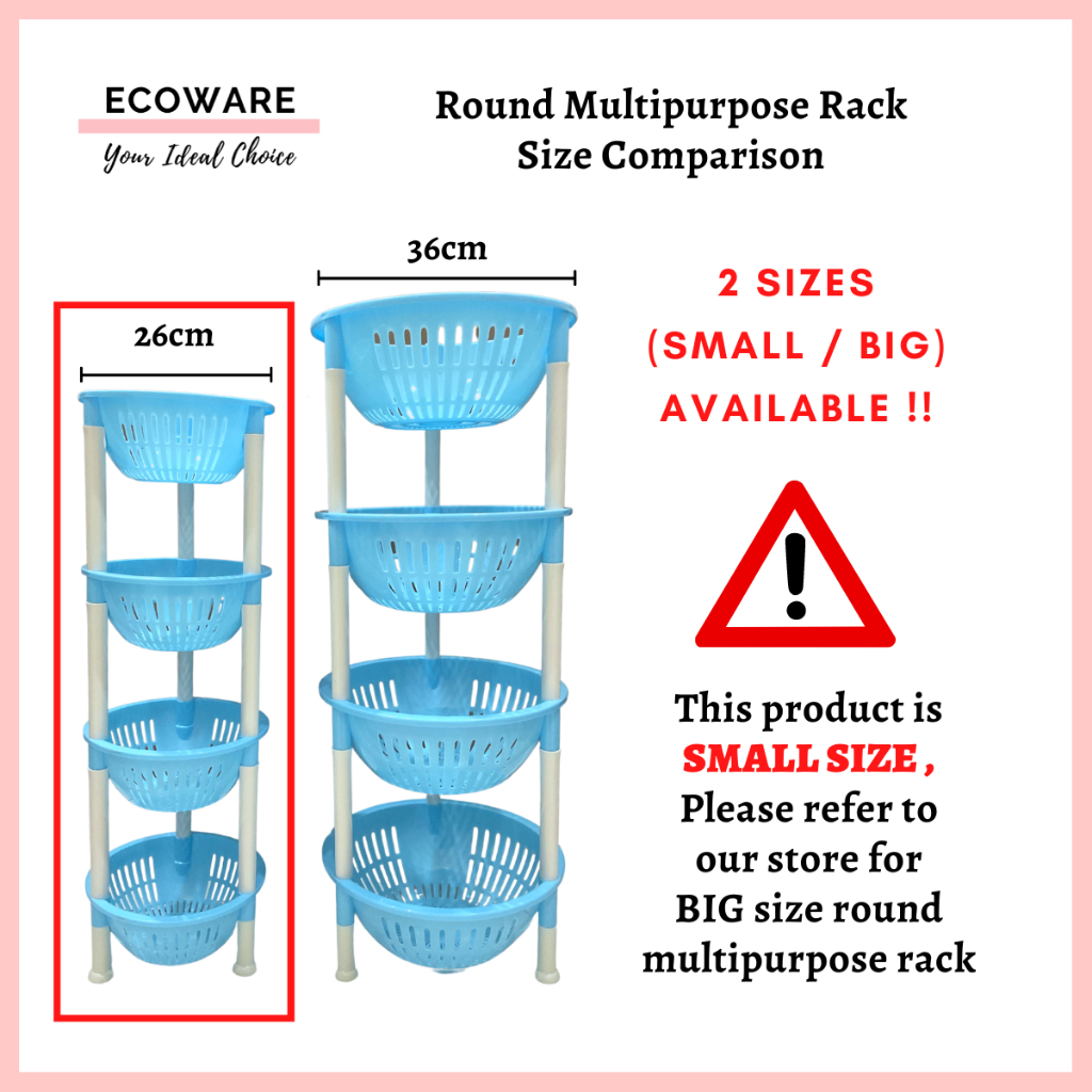 ECOWARE Round Multipurpose Rack Small / Rak Barang Serbaguna Kecil (2/3 ...