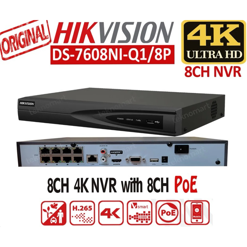 HIKVISION DS-7608NI-Q1/8P 8-ch 1U 8 PoE 4K NVR | Shopee Malaysia