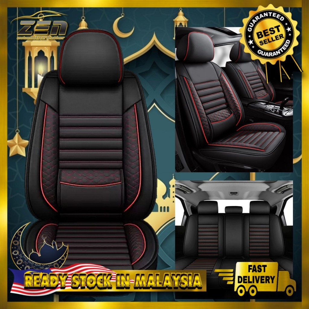 ZEN 7D Universal Car Leather Seat Cover 5Seater Front & Rear Cover