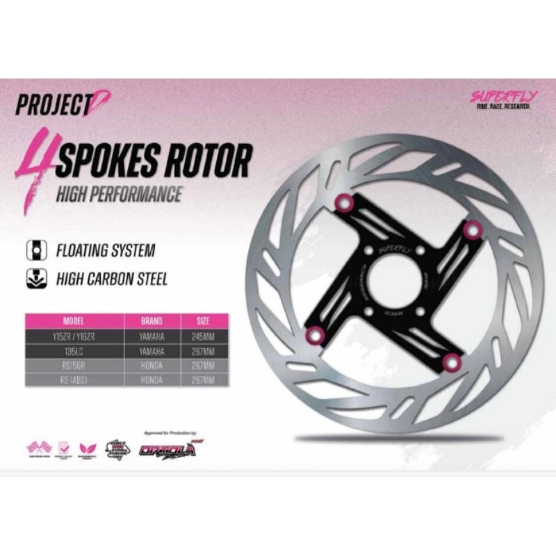 SUPERFLY FLOATING DISC PLATE DEPAN D4 267MM Y15ZR Y16ZR LC135 Y125 ...