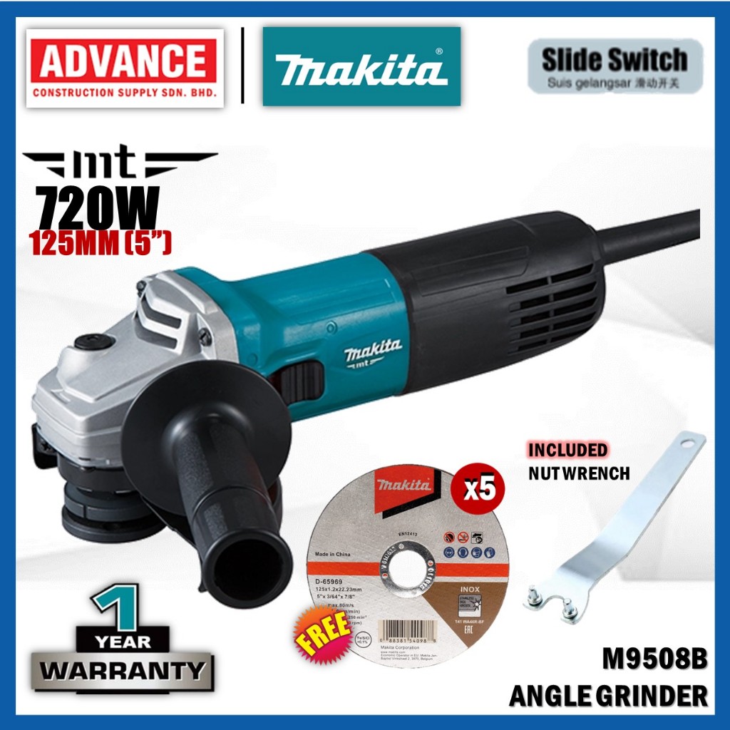 MAKITA MT SERIES M9508 / M9508B Angle Grinder 720W 125MM (5