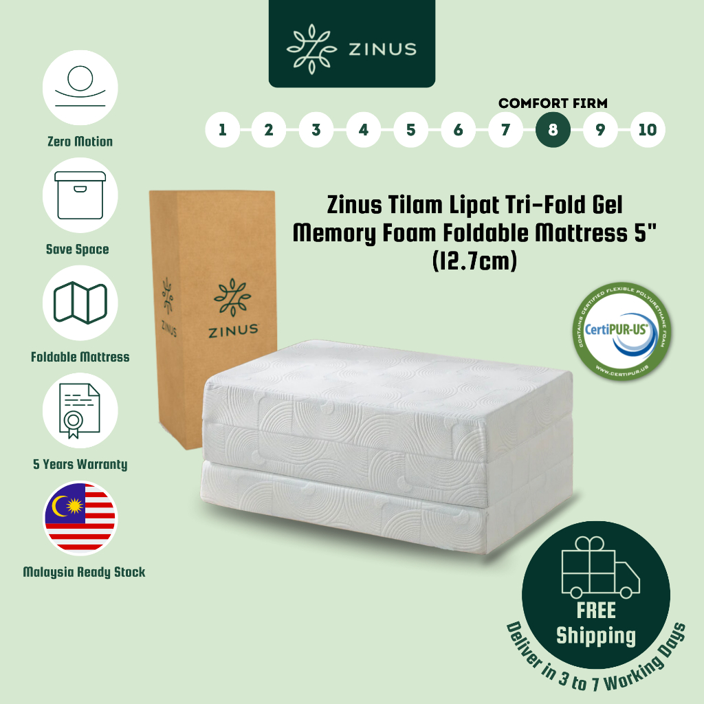[FREE SHIPPING] Zinus Tilam Lipat TriFold Gel Memory Foam Foldable
