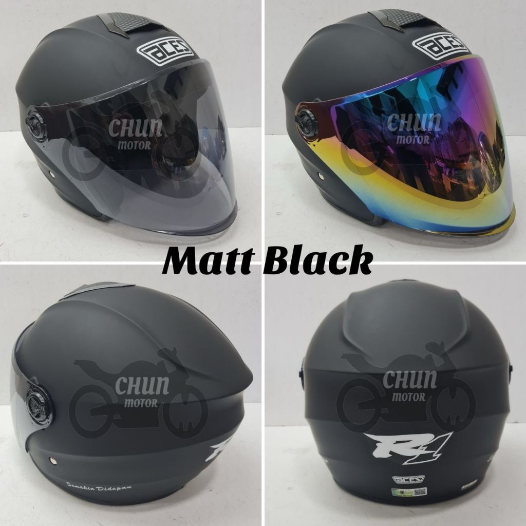 Original Aces R1 Open Face Helmet with Rainbow Visor / Tinted Smoke ...