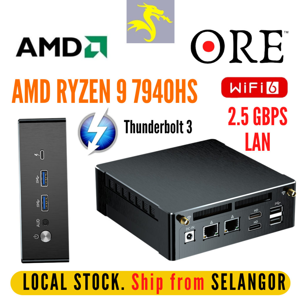 ORE GTR7 AMD Ryzen 9 7940HS Windows Mini PC 64GB DDR5 RAM 2TB SSD WiFi ...