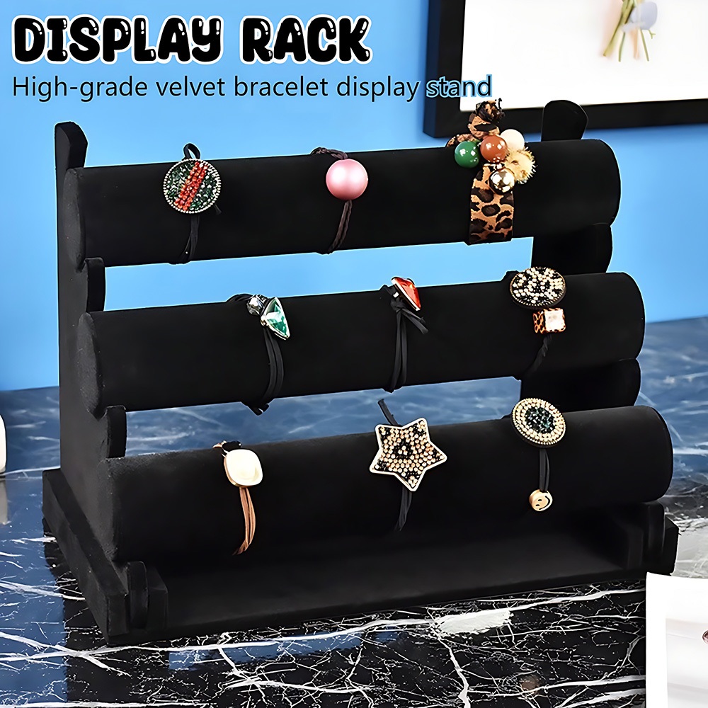 3Layer Velvet Bracelet Chain Watch T-Bar Rack Jewelry Holder Jewelry ...