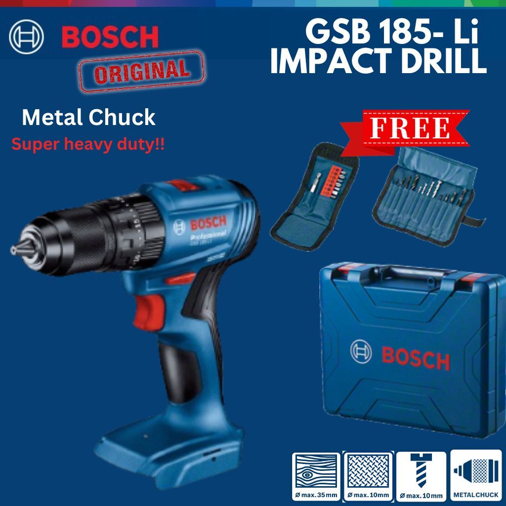 Original Bosch Super Heavy Duty Cordless Impact Drill GSB 185-LI