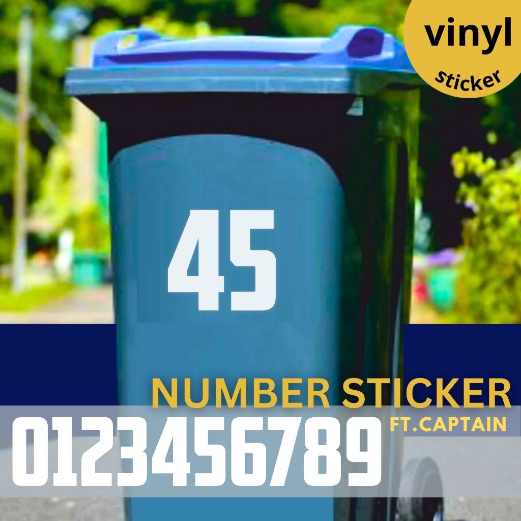 18cm 28cm Height Number Sticker (Font Captain) - Vinyl Decal Sticker ...