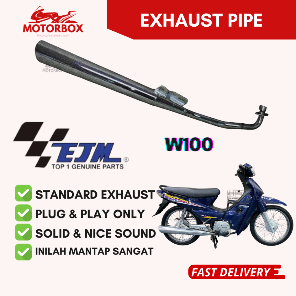 100% ENGJAYA HONDA W100 STANDARD EXHAUST PIPE - WAVE 100 EX PIPE COMP ...