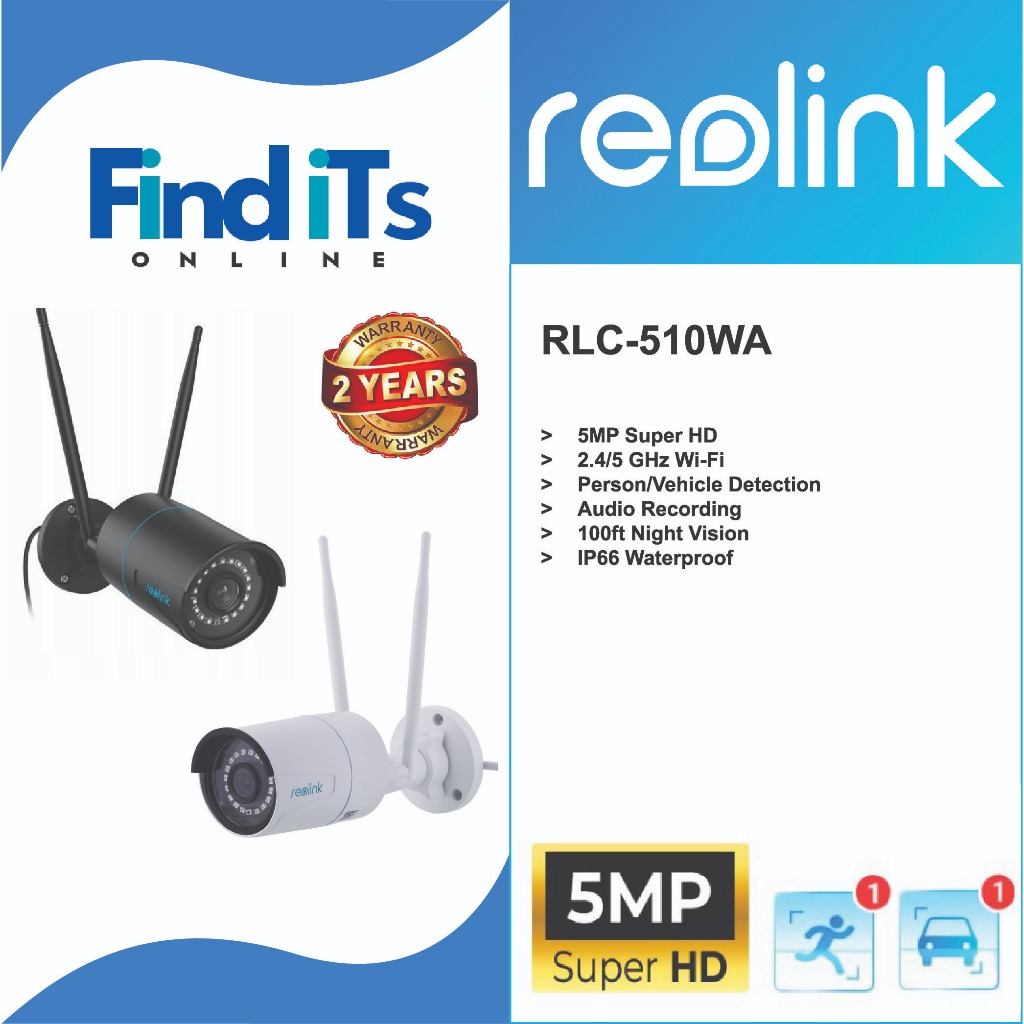 Reolink RLC-510WA 5MP Camera, Dual Band Wireless, Person/Vehicle ...