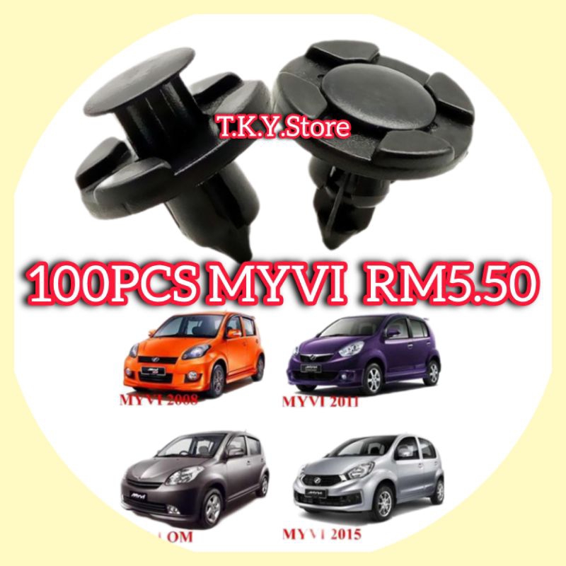 🔆 100Pc 🔆 Car Clip Bumper Fastener Clip Myvi Aruz Bezza Alza Axia Viva